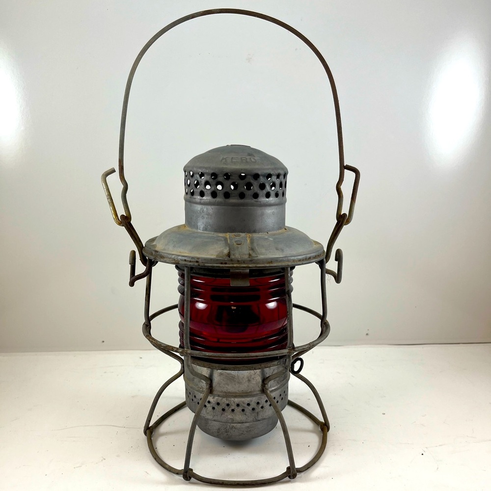 Penn Central Railroad Lantern, Red Globe. Adlake-Kero